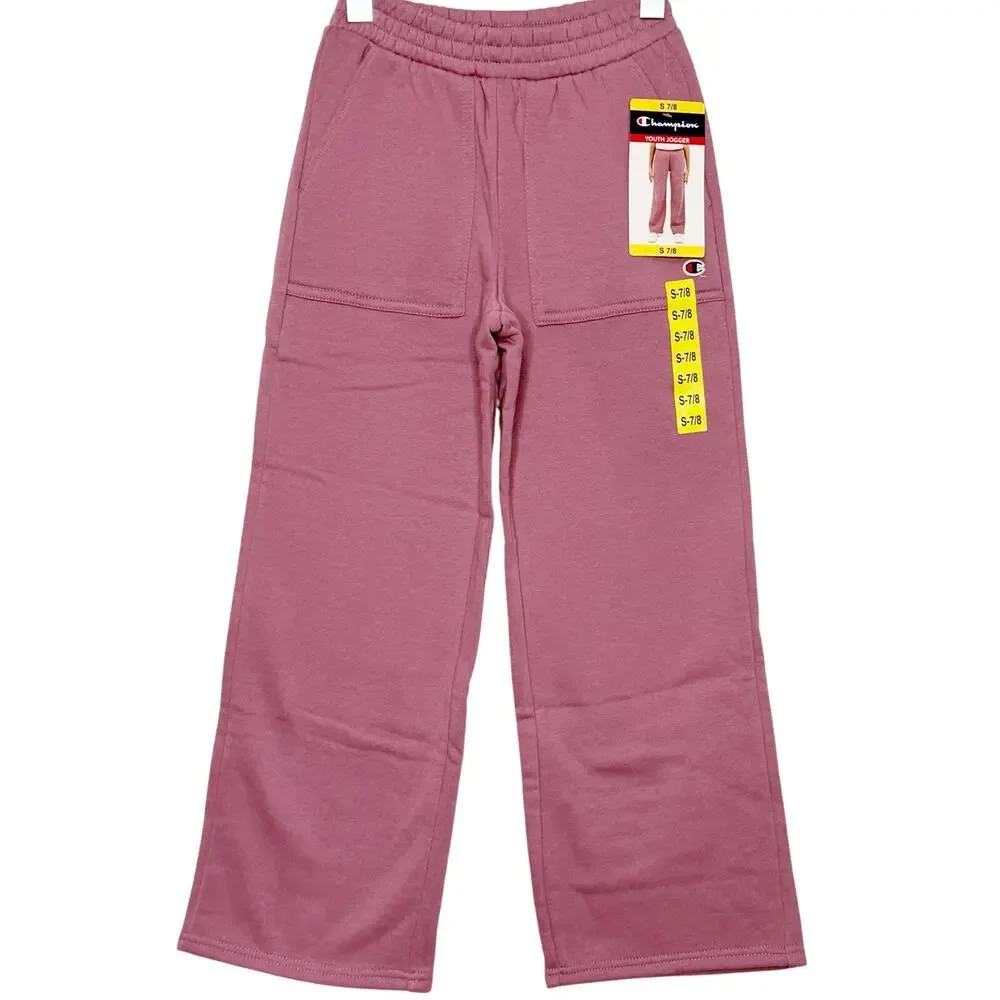 CHAMPION Youth Jogger Pants Elastic Waist Relaxed Fit Fleece Purple Size S 7/8